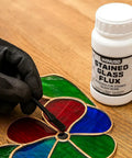 8oz Water Based Solder Flux For Stained Glass Soldering And Electronics Repair Zinc Flux For Glass Craft beside stained glass piece