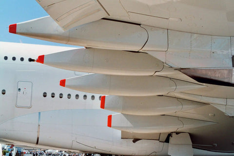 Close-up of wing details on One Hundred Forty Four Scale Airbus A380 Advanced Model Kit With 163 Pieces, Requires Assembly
