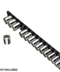 Aluminum Socket Rail Organizer For Quarter Inch Drives Three Eighths Inch Drives And Half Inch Drives Holds Up To Sixteen Sockets