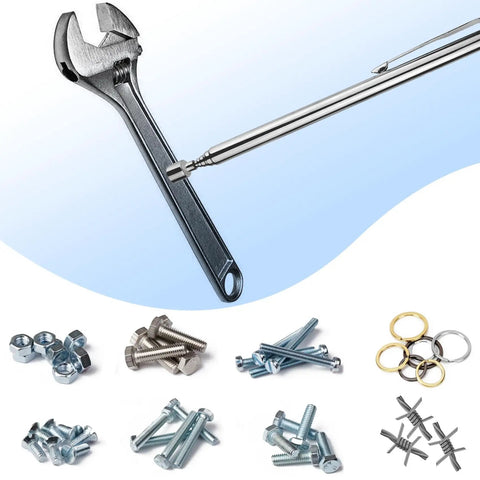 Magnetic Pickup Tool Telescoping Pocket Clip Extendable Magnet Pen for Mechanics with nuts and bolts visible