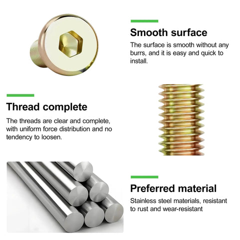 Crib Hardware Replacement Kit With Bed Frame Bolts, Nuts, Wooden Dowel Pins And Barrel Nuts, Hex Socket Cap Screws For Beds And Headboards, M6x40 50 60 70 80mm, Wrench Included, Heavy Duty Carbon Steel DIY Furniture Repair Kit, smooth thread and steel pins