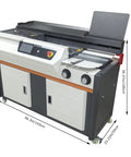 Auto Book Binding Machine A4 With 7 Inch Touch Screen Side Glued Binder on wheels, showing front and control panel view