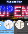 Large 30 By 10 Inch LED Open Sign With Remote, 12 Scene Modes, Ultra Bright Blue White Red US Flag Style Open Sign Comparison