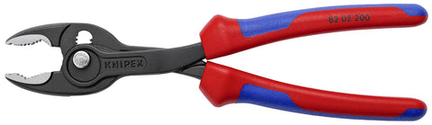 TwinGrip Adjustable Front Grip Pliers With Side Grip Push Button Adjust Tongue And Groove Joint Black With Multi Component Sleeves 200mm Length