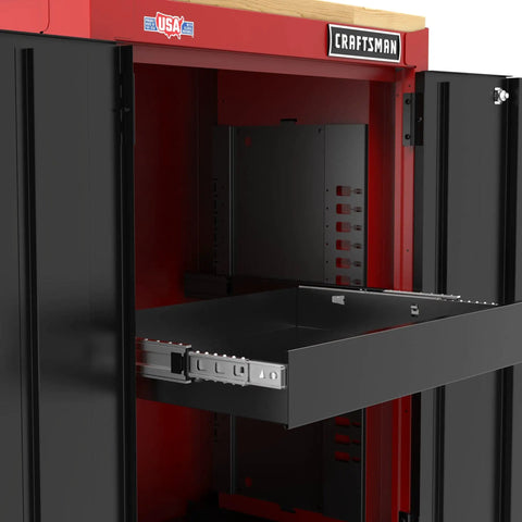 Heavy Duty Metal Garage Storage Cabinet With Two Doors Base Unit, Built To Last Welded Steel Frame, open drawer view