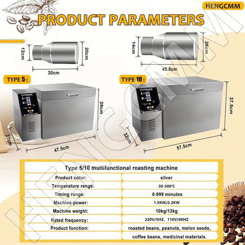 Electric Drum Coffee Roaster For Home And Small Business With Large Capacity Roasts Beans And Nuts industrial style machines