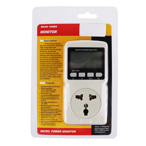Plug In Watt Meter Spot Energy Suckers And Cut Your Electric Tab Fast With This Badass Home Energy Monitor Gauging Watts Voltage Amps Anytime large LCD display on packaging