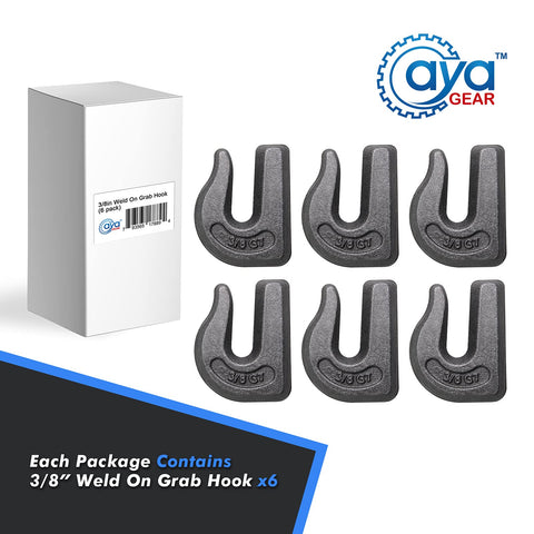 Heavy Duty Weld On Grab Chain Hook Three Eighths Inch G70 Forged Steel Tow Hook For Cars Trucks SUVs RVs ATVs UTVs And Tractors 6 Pack