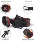 Ten Pack Braided Mesh Rod Sleeves For Casting Rods 74.8 Inch Length Fits 7Ft And 7.5Ft Rods Elastic End Strap With Lanyard Prevents Tangling Sea Fishing Gear, black red mesh