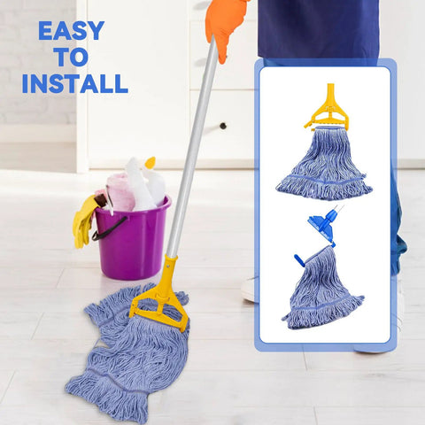 Real Deal Rock Solid Top Shelf Commercial Heavy Duty Wet Mop Heads 6 Pack Looped Cotton String Refills with Easy Install Feature.