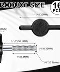 16 Pack Stainless Steel Thumb Screws With Adjustable Tee Wing Plastic Knobs For Quick Hand Tightening And Removal Quarter Inch Thread Twenty Threads Per Inch Black Wing Knobs For Clamps Power Supplies And Mechanical Assemblies, side view illustration showing measurements.