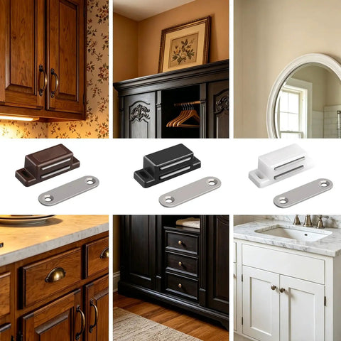 Heavy Duty 12 Pack Brown Cabinet Magnetic Latch Door Catch For Cupboards Drawers Shutters Keeps Doors Dead Set Shut With Zero Hassle Mount And Slick Closing Action