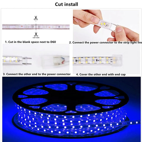 Outdoor Rope Lights 100ft LED Strip Kit 110V Waterproof for Indoor Outdoor Decor Backyards Gardens Dope for Christmas and Parties Sapphire Blue for Outdoor Living installation guide