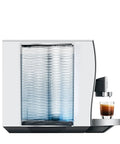 Side view of Automatic Coffee Machine With Cold Brew One Touch Brew And Sweet Hot Specialty Drinks 40 Varieties Smart Grinder Auto Adjust Aluminum White Home Coffee Maker.