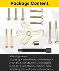 Package contents of Harmonic Balancer Steering Wheel Puller Kit 13 Piece showing bolts, swivel, and puller flange
