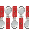 Tough As Nails Five Piece Steel Wire Rope Pulley Set featuring red semi-plastic sheaves and metal hoisting blocks.