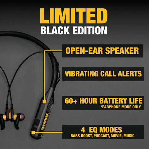 Rugged 2In1 Neckband Bluetooth Headphones With Built In Speakers For Worksites And Outdoors, featuring open-ear speaker and vibrating call alerts