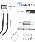 Top Tier Glasses Arm Replacement Set For Everyday Spectacles Includes Heavy Duty Screws Tough Nylon Washers Precision Screwdriver And Cushy Silicone Nose Pads For Hassle Free Frame Restore Gear, showing size and components.