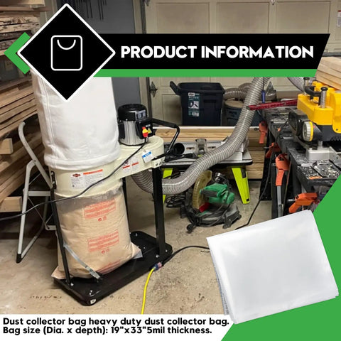 Heavy Duty Dust Collector Bag Thickened 19x33 Inches 5 Mil for shop vac systems in a workshop setting
