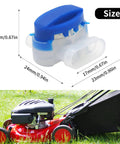 Close-up of blue-capped 3-way outdoor boundary wire IDC connector with clear white housing for lawn irrigation.