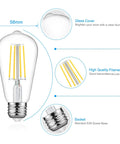 Diagram of Vintage Edison Style LED Filament Bulbs 60W Equivalent 4000K Daylight White High CRI 95 ST58 Non Dimmable E26 Base