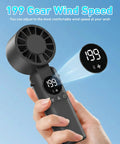 Portable Handheld USB Fan With 5000mAh Rechargeable Battery LED Display 199 Adjustable Speeds