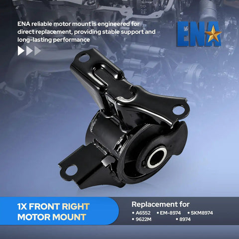 Front Right Engine Motor Mount For Honda Accord 1998 Through 2002 V6 3.0L Odyssey 99 Through 04 Acura CL And TL Rock Solid Bolt On Replacement A6552 Em8974 Daily Driver detailed view of steel motor mount with rubber isolator