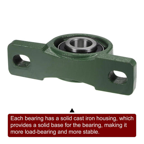 4 Pack UCP205-14 Pillow Block Bearing With 7/8 Inch Bore, Solid Cast Iron Base Mounted Housing, Self Aligning Insert Bearing Block For Smooth, Low Friction, Quiet Operation In Machinery And Conveyor Setups green cast iron pillow block bearing with 7/8 inch bore