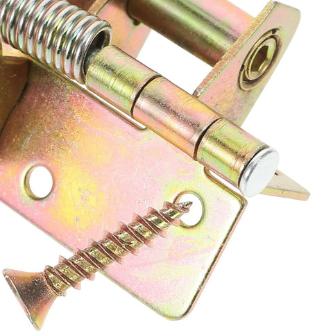 4 Inch Spring Hinge Automatic Self Closing Gate Hinges With 90 Degree Positioning close-up with attached screws