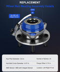 Front Wheel Hub Bearing Assembly 5 Lug With ABS OE 513179 technical diagram with measurements and ABS sensor details.