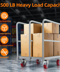 Heavy Duty Steel Panel Cart In Light Gray Offers Rust Resistant Powder Coating And Smooth Rolling Nylon Casters For Garage Or Warehouse Material Handling Built Legit Tough For The Daily Grind, loaded with boxes.