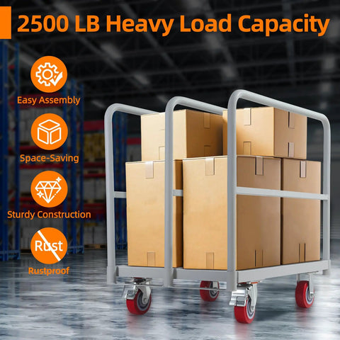 Heavy Duty Steel Panel Cart In Light Gray Offers Rust Resistant Powder Coating And Smooth Rolling Nylon Casters For Garage Or Warehouse Material Handling Built Legit Tough For The Daily Grind, loaded with boxes.