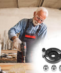 Self Centering Doweling Jig With Straight Hole Guide For Precise Woodworking Including 6mm 8mm And 10mm Bushings shown in use by craftsman