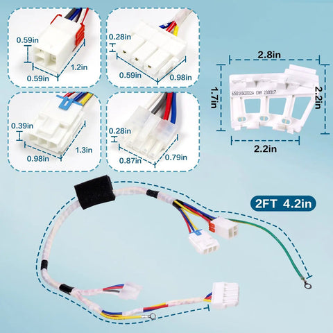 Washing Machine Multi Wire Motor Harness And Rotor Position Sensor Assembly Replacement For LG And Kenmore Washers 6877ER1016F And 6501KW2002A, 2ft wiring assembly