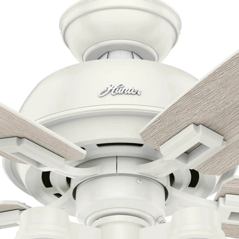 Close-up of Donegan Fresh White 52 Inch Ceiling Fan With LED Light Kit Pull Chain Quiet Multi Speed Reversible Motor for modern home