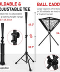 Foldable adjustable tee and ball caddy for 7x7 Ft Baseball And Softball Hitting And Pitching Net With Strike Zone