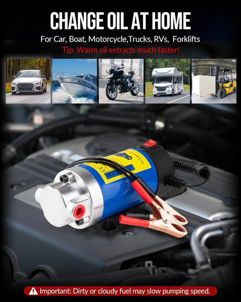 Badass 12 Volt Electric Oil Extractor Pump For Faster Engine And Transmission Fluid Siphon Directly Through Dipstick Tube With Zero Messy Spills On Every Car Truck And Boat Garage Job on engine bay.