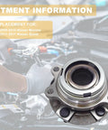Front wheel hub assembly for Nissan vehicles, fits 2009-2014 Murano and 2011-2017 Quest, displays assembly ready for use.