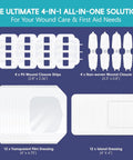 Wound Closure Strips Kit With Butterfly Bandages And Quick Clot Suture 32 Pcs including PU strips, nonwoven strips, dressings.