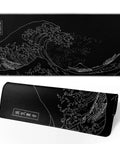 Ultra Smooth Large Gaming Mouse Pad With No Slip Rubber Base Waterproof Edges And Stitched Finish For Gaming Office And Home 31.5 By 11.8 Inches Black Wave, showing artistic wave design