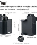 Compact Phone Camera Grip Handle With Tripod Mount Remote Shutter And Cold Shoe Adapter dimensions and features diagram