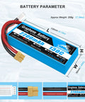 Graphene battery dimensions and specs for Two Pack 3S 2200mAh 11.1V 130C Graphene LiPo Battery With XT60 Plug For RC models