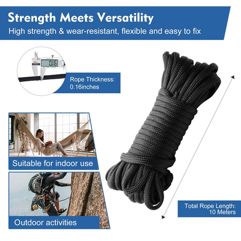 Heavy Duty 304 Stainless Steel Pulley Kit With Extra Long Nylon Rope For Flag Poles Clotheslines Garage Hoists And Pro Level Diy Builds That Handle Big Loads No Sweat Without Skipping A Beat, 10 meters long, 0.16 inches thick, suitable for indoor and outdoor use.