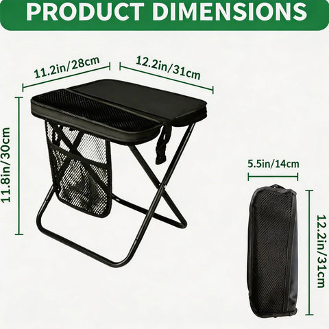 Product dimensions of the 2-Pack 2-In-1 Folding Chair And Backpack Chair With Storage And Adjustable Strap Portable Stool