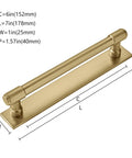5 Pack 6 Inch Center To Center Champagne Bronze Cabinet Pulls With Backplate And Base Plate Made From Zinc Alloy In Satin Brass Finish dimensions