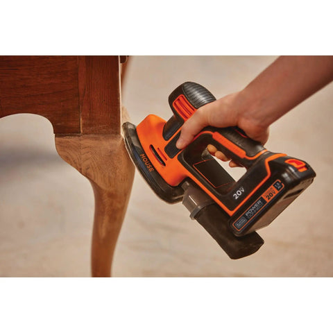 Using 20V Max Sheet Sander With 12,000 OPM For Fast Material Removal, Detail Finger Attachment For Tight Surfaces on furniture leg