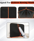 Hydrow Rower Screen Protector Cover With Ultra Soft Velvet Lining; Front and side view of 21 by 15 inch fit, open and installed.