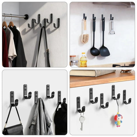 Heavy Duty Black Metal Wall Hooks 15 Pack For Hanging Coats, Bags, Towels And Robes, Screw In Mount, Wall Mounted Hooks For Bathroom Entryway And Garage, Holds Up To 20 Lbs Each.