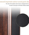 Close-up of wood grain and leather texture on 12 Inch Tall Wood Speaker Stands Set Of 2 for Home Theater HiFi Desktop Speakers