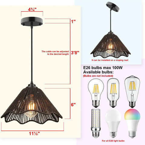 Mini Crystal Pendant Light With LED Bulb Included Hanging Lighting Fixture Adjustable Cord Black Pendant